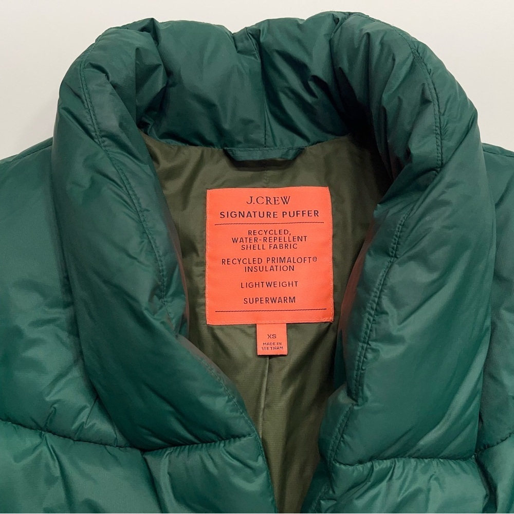 J.Crew Alps Signature Puffer Jacket Womens Size XS Green Primaloft Insulation - Picture 6 of 16